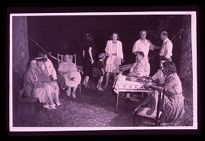 Group of women. Black and white photo. 